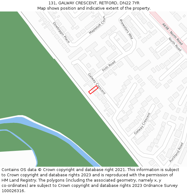 131, GALWAY CRESCENT, RETFORD, DN22 7YR: Location map and indicative extent of plot