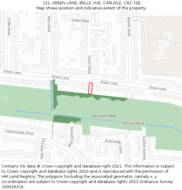 131, GREEN LANE, BELLE VUE, CARLISLE, CA2 7QE: Location map and indicative extent of plot