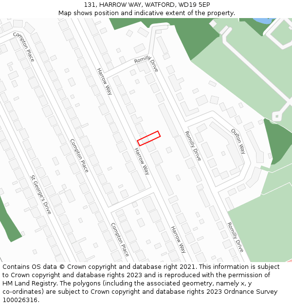 131, HARROW WAY, WATFORD, WD19 5EP: Location map and indicative extent of plot