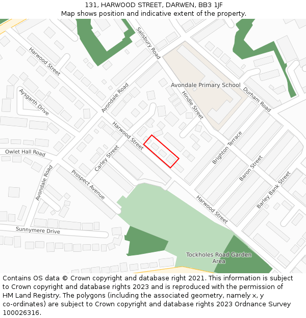 131, HARWOOD STREET, DARWEN, BB3 1JF: Location map and indicative extent of plot