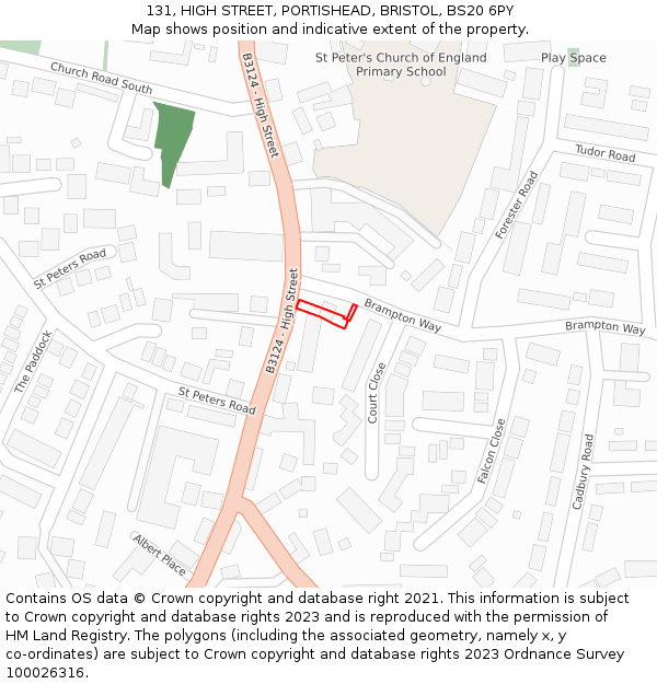 131, HIGH STREET, PORTISHEAD, BRISTOL, BS20 6PY: Location map and indicative extent of plot