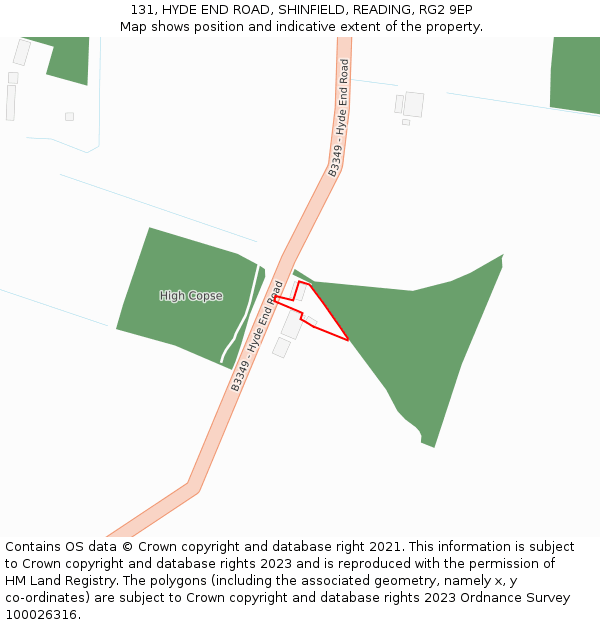 131, HYDE END ROAD, SHINFIELD, READING, RG2 9EP: Location map and indicative extent of plot