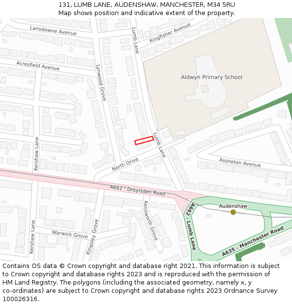 131, LUMB LANE, AUDENSHAW, MANCHESTER, M34 5RU: Location map and indicative extent of plot