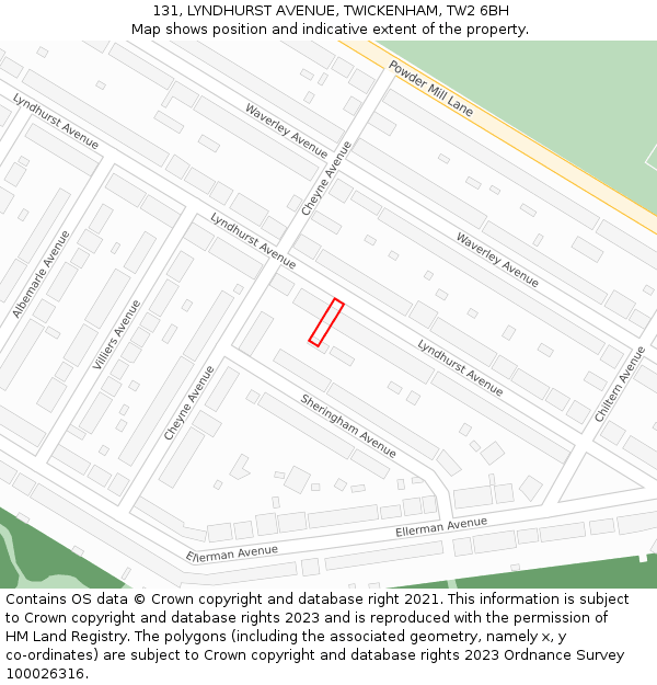 131, LYNDHURST AVENUE, TWICKENHAM, TW2 6BH: Location map and indicative extent of plot