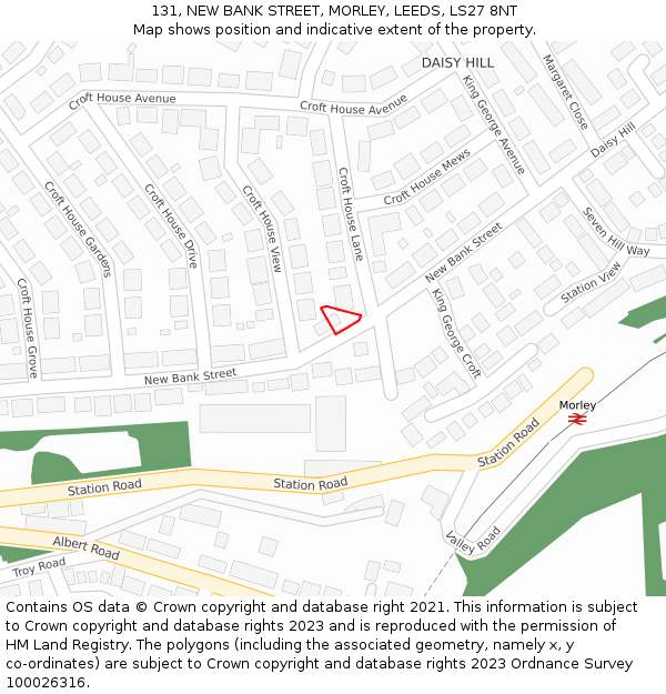 131, NEW BANK STREET, MORLEY, LEEDS, LS27 8NT: Location map and indicative extent of plot