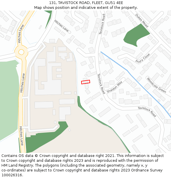 131, TAVISTOCK ROAD, FLEET, GU51 4EE: Location map and indicative extent of plot