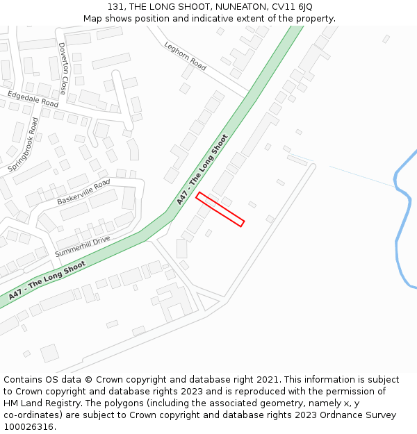 131, THE LONG SHOOT, NUNEATON, CV11 6JQ: Location map and indicative extent of plot