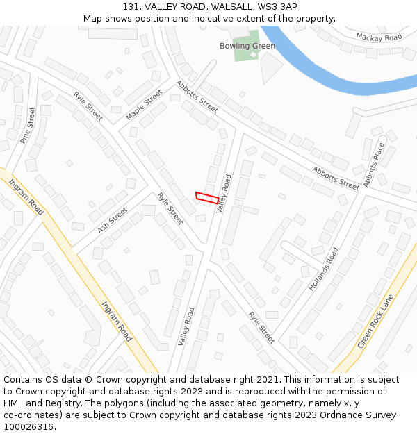 131, VALLEY ROAD, WALSALL, WS3 3AP: Location map and indicative extent of plot