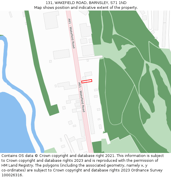 131, WAKEFIELD ROAD, BARNSLEY, S71 1ND: Location map and indicative extent of plot