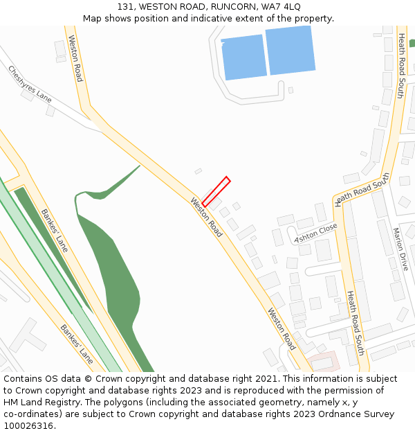 131, WESTON ROAD, RUNCORN, WA7 4LQ: Location map and indicative extent of plot