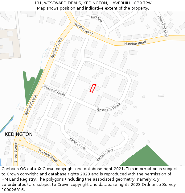 131, WESTWARD DEALS, KEDINGTON, HAVERHILL, CB9 7PW: Location map and indicative extent of plot