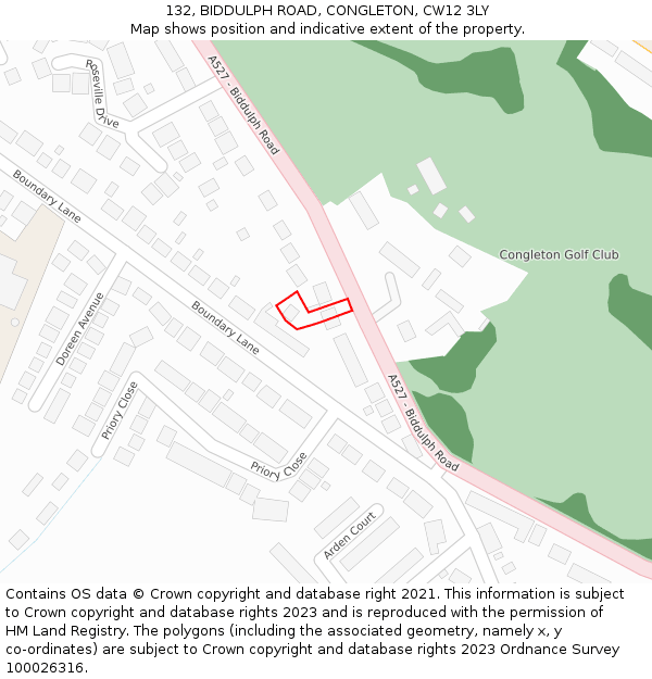 132, BIDDULPH ROAD, CONGLETON, CW12 3LY: Location map and indicative extent of plot