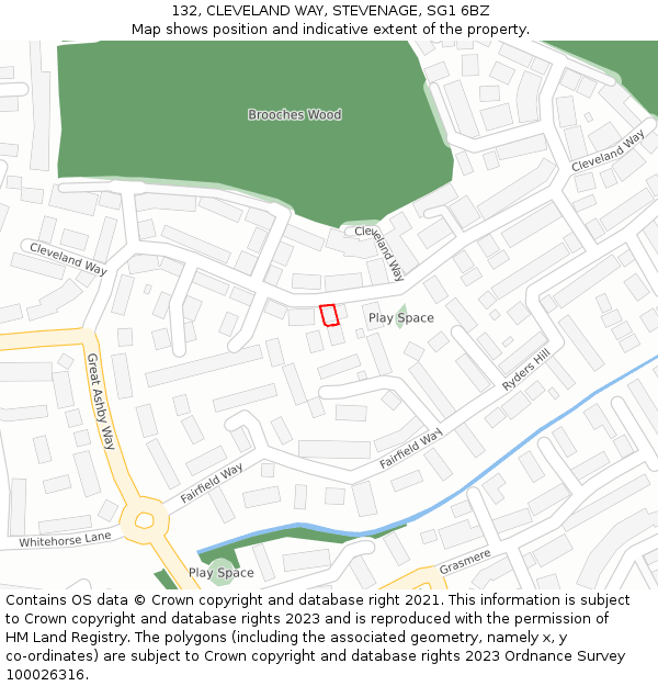 132, CLEVELAND WAY, STEVENAGE, SG1 6BZ: Location map and indicative extent of plot