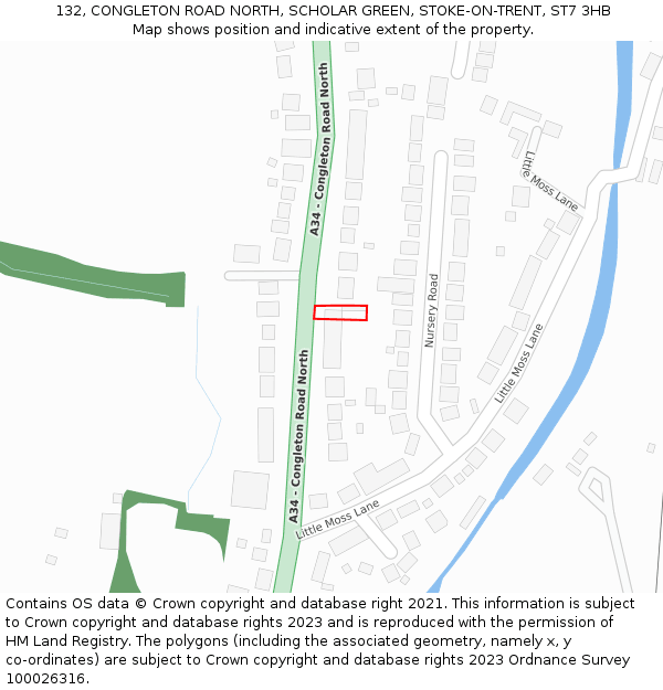 132, CONGLETON ROAD NORTH, SCHOLAR GREEN, STOKE-ON-TRENT, ST7 3HB: Location map and indicative extent of plot