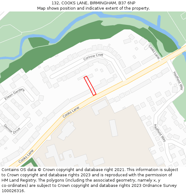 132, COOKS LANE, BIRMINGHAM, B37 6NP: Location map and indicative extent of plot