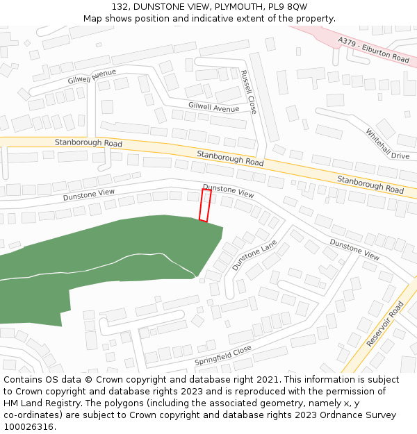 132, DUNSTONE VIEW, PLYMOUTH, PL9 8QW: Location map and indicative extent of plot