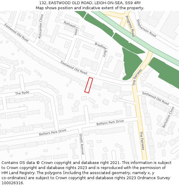 132, EASTWOOD OLD ROAD, LEIGH-ON-SEA, SS9 4RY: Location map and indicative extent of plot