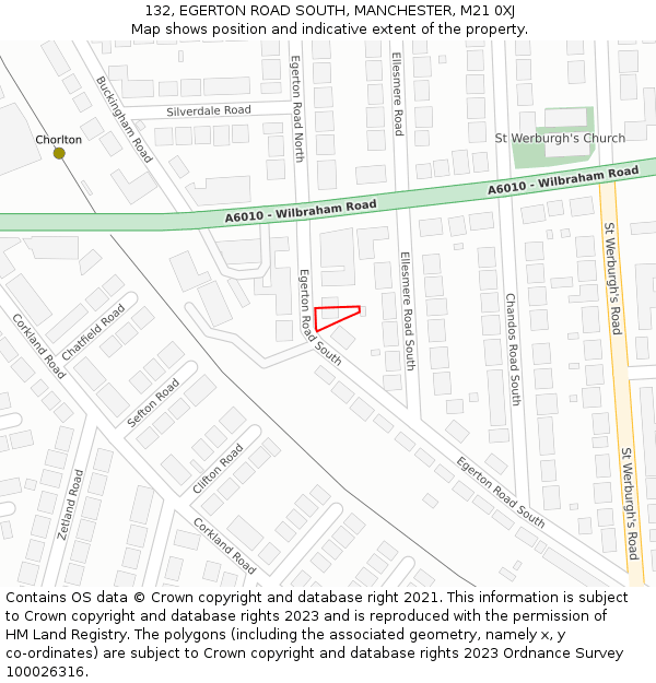 132, EGERTON ROAD SOUTH, MANCHESTER, M21 0XJ: Location map and indicative extent of plot