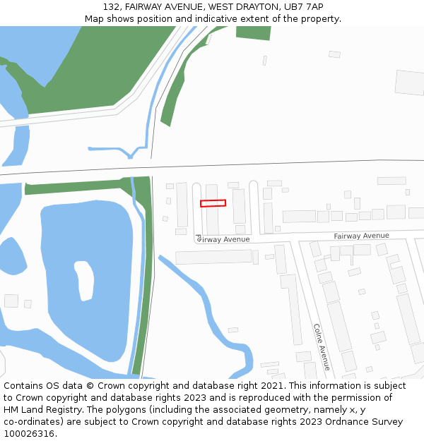 132, FAIRWAY AVENUE, WEST DRAYTON, UB7 7AP: Location map and indicative extent of plot