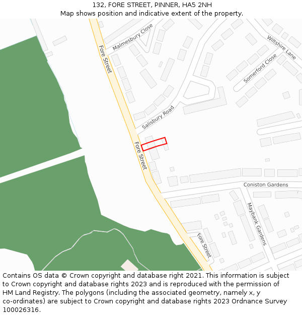 132, FORE STREET, PINNER, HA5 2NH: Location map and indicative extent of plot