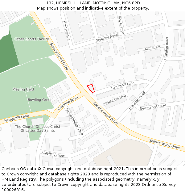 132, HEMPSHILL LANE, NOTTINGHAM, NG6 8PD: Location map and indicative extent of plot