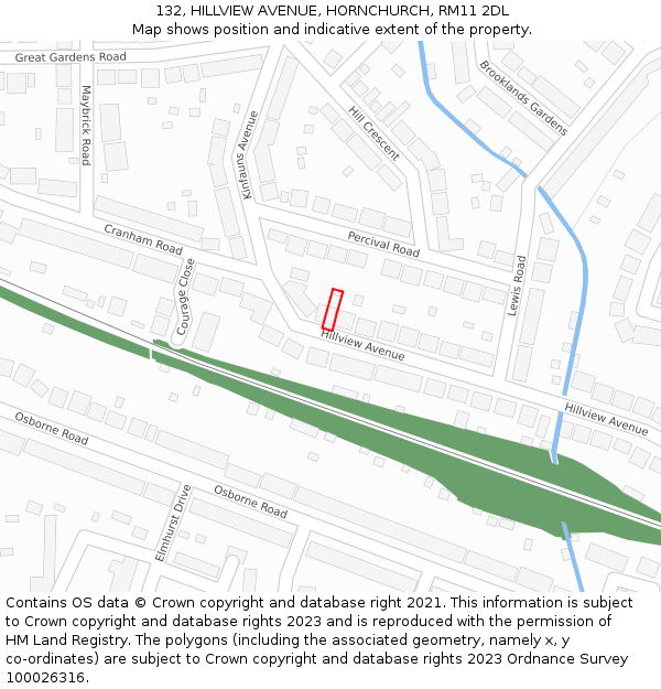 132, HILLVIEW AVENUE, HORNCHURCH, RM11 2DL: Location map and indicative extent of plot