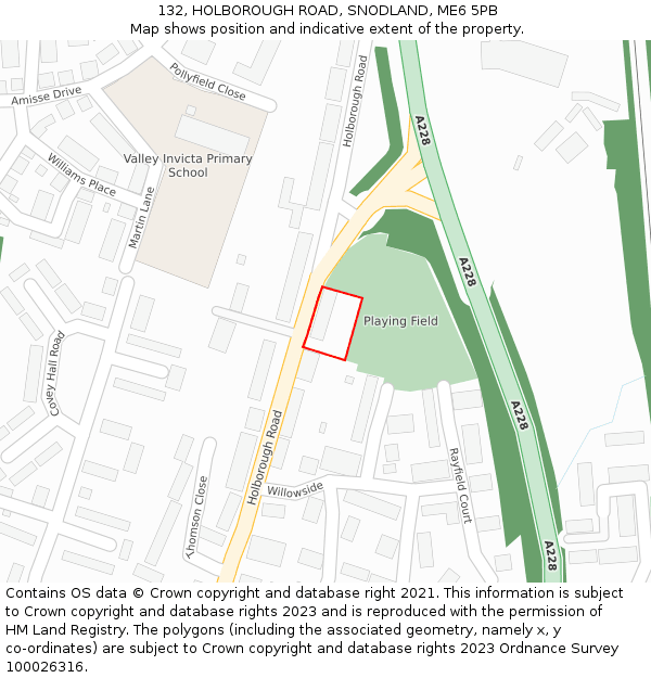 132, HOLBOROUGH ROAD, SNODLAND, ME6 5PB: Location map and indicative extent of plot