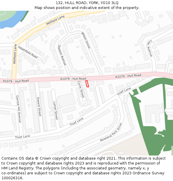 132, HULL ROAD, YORK, YO10 3LQ: Location map and indicative extent of plot