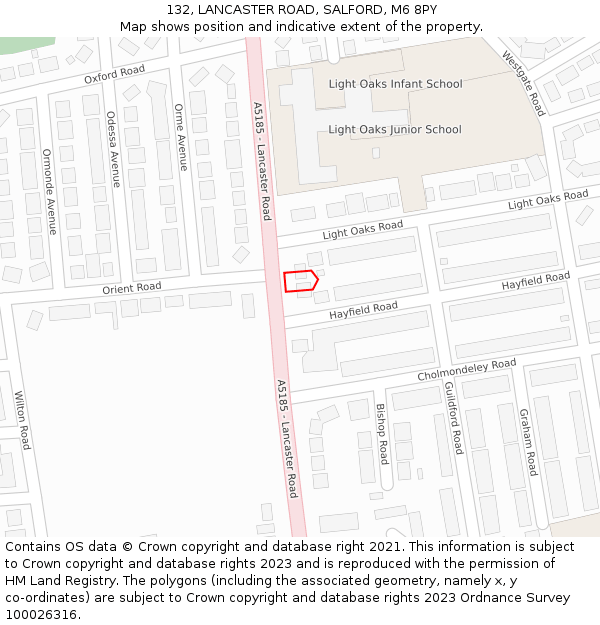 132, LANCASTER ROAD, SALFORD, M6 8PY: Location map and indicative extent of plot