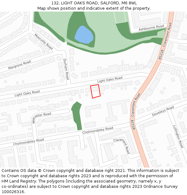 132, LIGHT OAKS ROAD, SALFORD, M6 8WL: Location map and indicative extent of plot