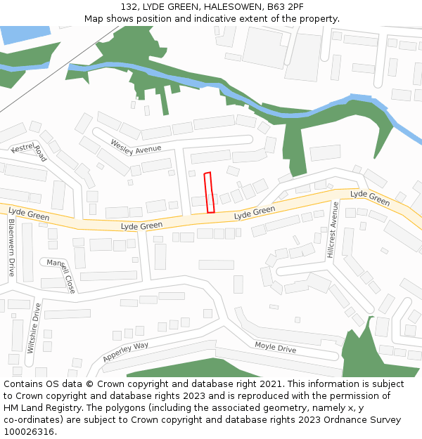 132, LYDE GREEN, HALESOWEN, B63 2PF: Location map and indicative extent of plot