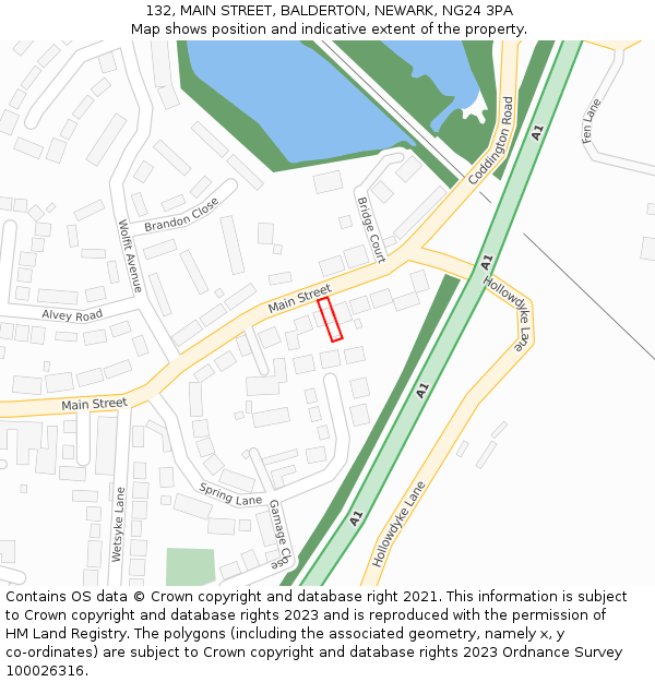 132, MAIN STREET, BALDERTON, NEWARK, NG24 3PA: Location map and indicative extent of plot