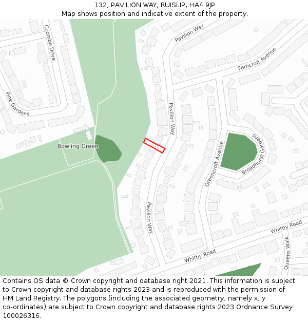 132, PAVILION WAY, RUISLIP, HA4 9JP: Location map and indicative extent of plot