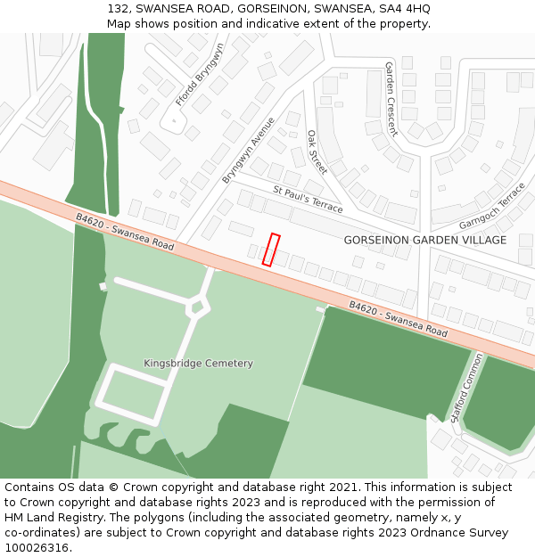 132, SWANSEA ROAD, GORSEINON, SWANSEA, SA4 4HQ: Location map and indicative extent of plot