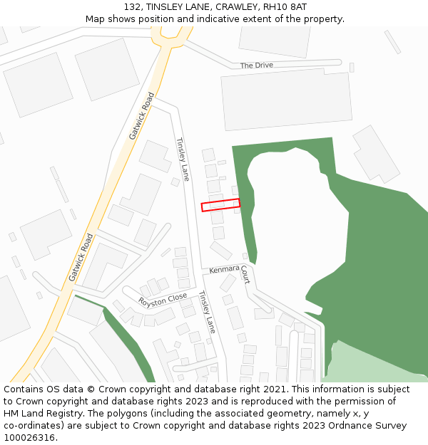 132, TINSLEY LANE, CRAWLEY, RH10 8AT: Location map and indicative extent of plot