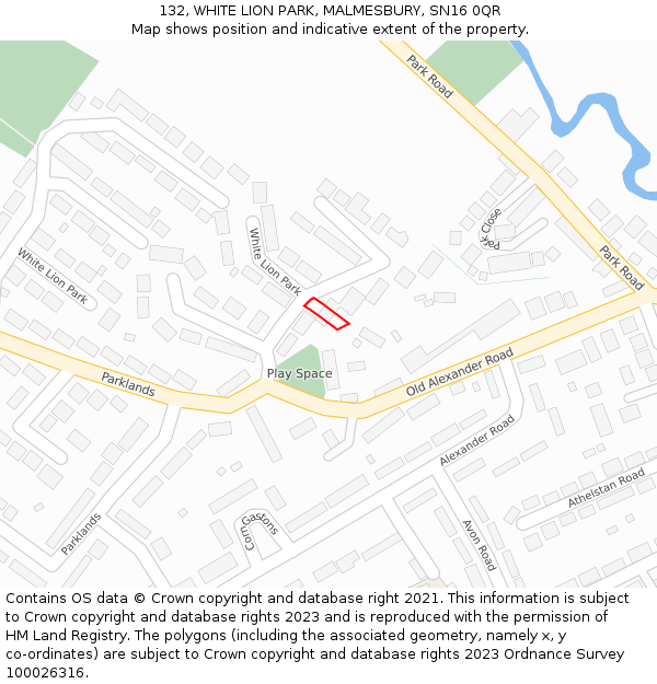 132, WHITE LION PARK, MALMESBURY, SN16 0QR: Location map and indicative extent of plot