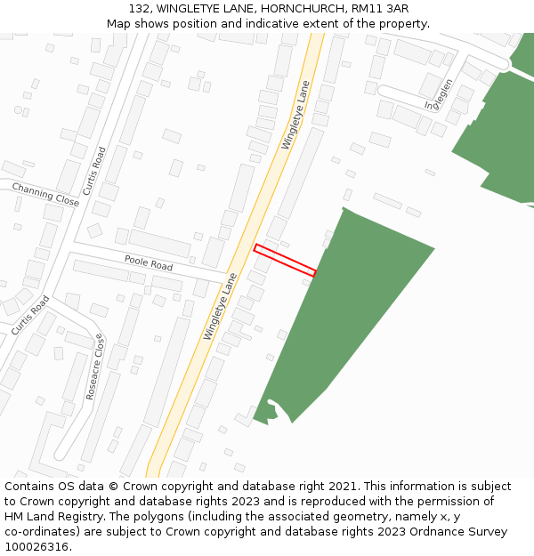 132, WINGLETYE LANE, HORNCHURCH, RM11 3AR: Location map and indicative extent of plot