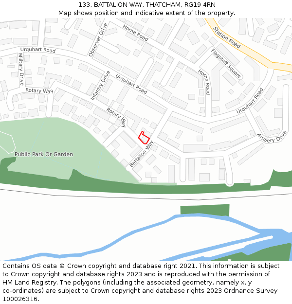 133, BATTALION WAY, THATCHAM, RG19 4RN: Location map and indicative extent of plot