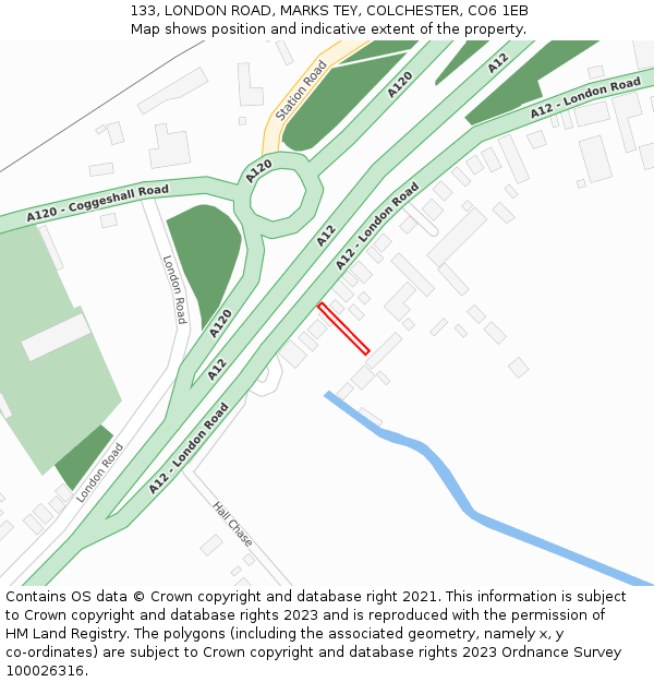 133, LONDON ROAD, MARKS TEY, COLCHESTER, CO6 1EB: Location map and indicative extent of plot