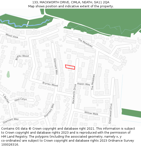 133, MACKWORTH DRIVE, CIMLA, NEATH, SA11 2QA: Location map and indicative extent of plot