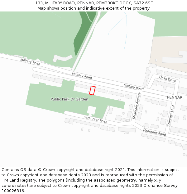 133, MILITARY ROAD, PENNAR, PEMBROKE DOCK, SA72 6SE: Location map and indicative extent of plot