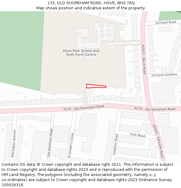 133, OLD SHOREHAM ROAD, HOVE, BN3 7AQ: Location map and indicative extent of plot