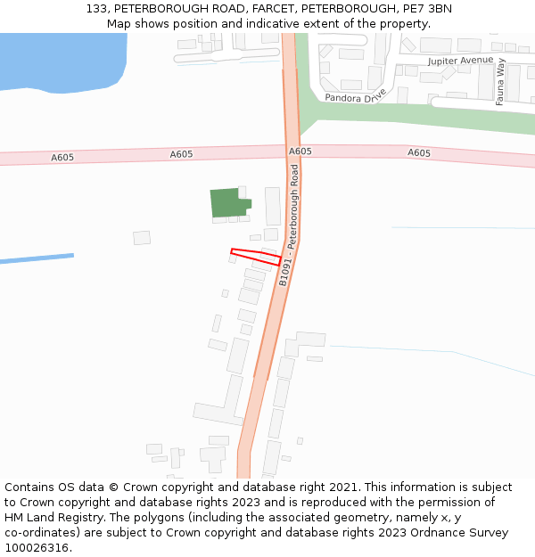 133, PETERBOROUGH ROAD, FARCET, PETERBOROUGH, PE7 3BN: Location map and indicative extent of plot