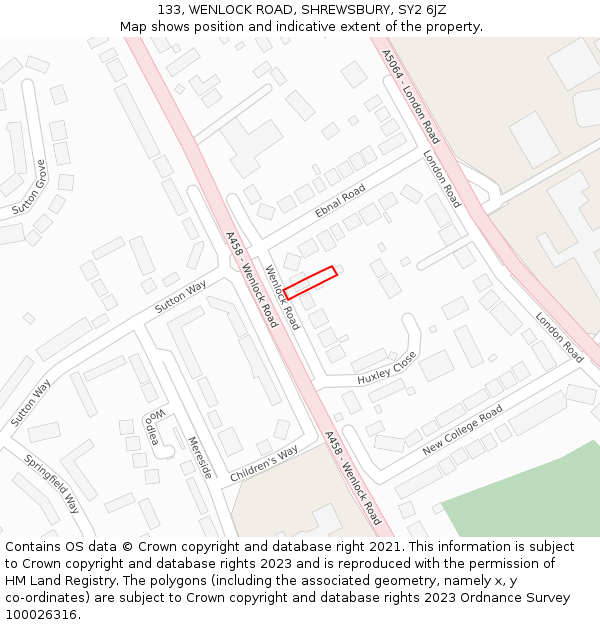 133, WENLOCK ROAD, SHREWSBURY, SY2 6JZ: Location map and indicative extent of plot