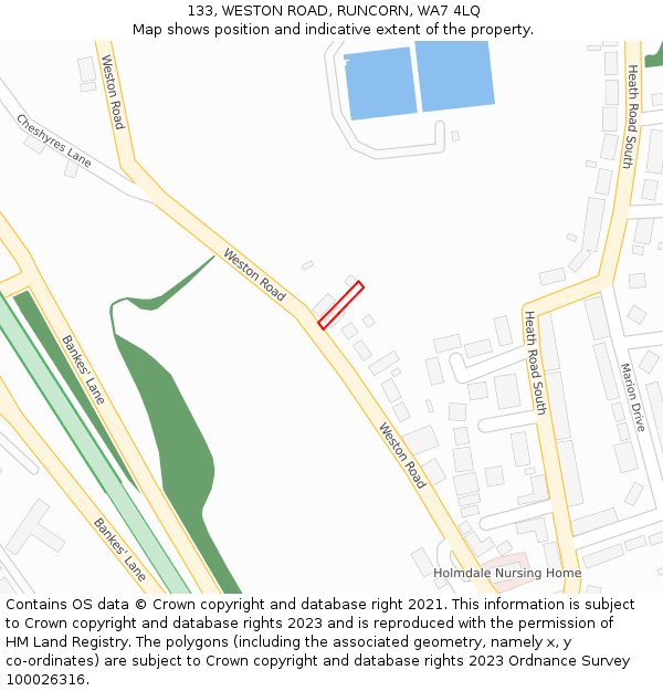 133, WESTON ROAD, RUNCORN, WA7 4LQ: Location map and indicative extent of plot