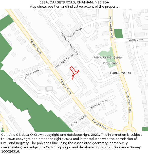 133A, DARGETS ROAD, CHATHAM, ME5 8DA: Location map and indicative extent of plot
