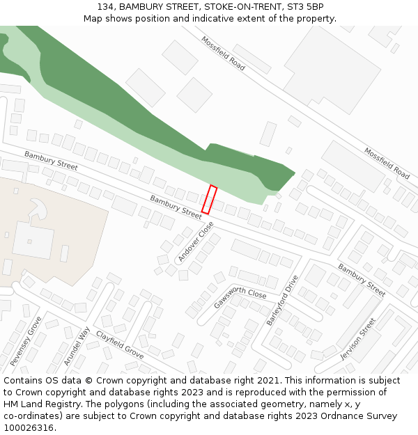 134, BAMBURY STREET, STOKE-ON-TRENT, ST3 5BP: Location map and indicative extent of plot