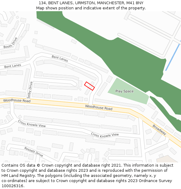 134, BENT LANES, URMSTON, MANCHESTER, M41 8NY: Location map and indicative extent of plot