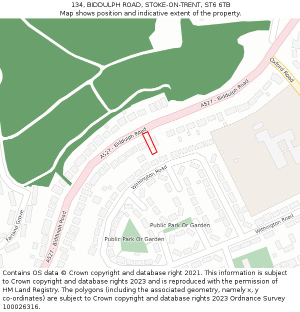 134, BIDDULPH ROAD, STOKE-ON-TRENT, ST6 6TB: Location map and indicative extent of plot