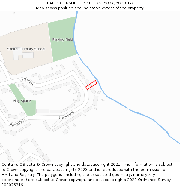 134, BRECKSFIELD, SKELTON, YORK, YO30 1YG: Location map and indicative extent of plot